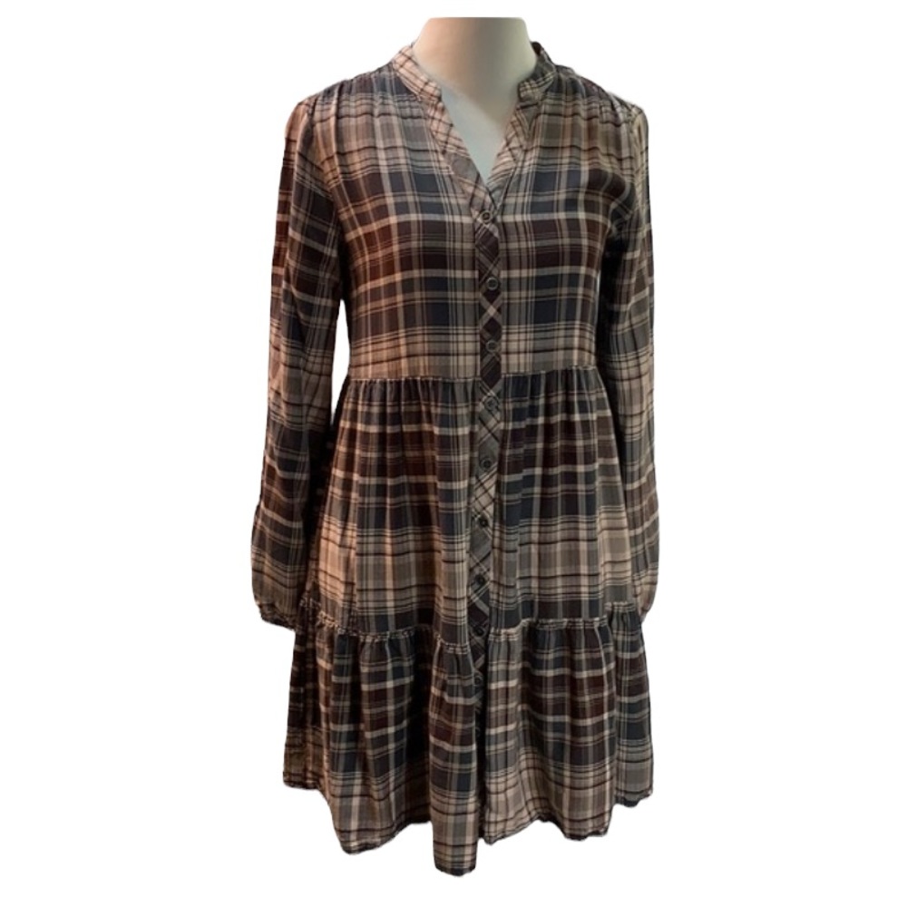Knox Rose Women's Plaid Long-Sleeve Shirtdress